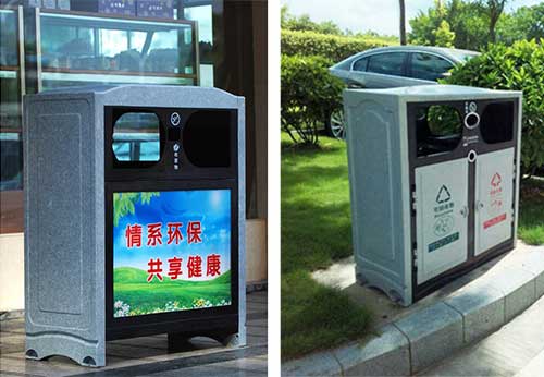  欣方圳仿大理石垃圾桶廠家為清遠(yuǎn)高校送貨上門。